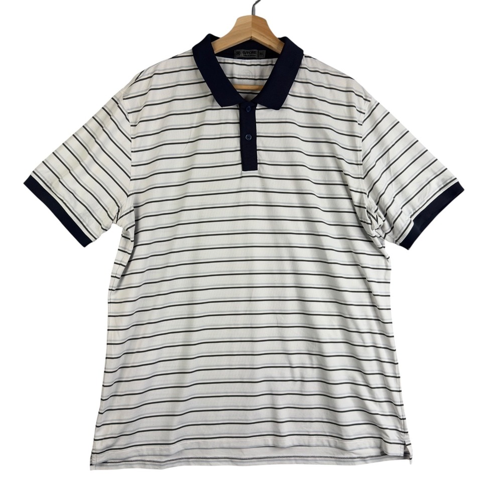 G/FORE Size XL Men's Polo Golf Shirt White Striped Short sleeve Casual